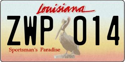 LA license plate ZWP014