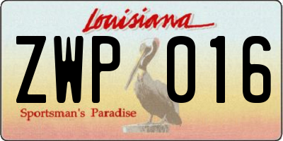 LA license plate ZWP016