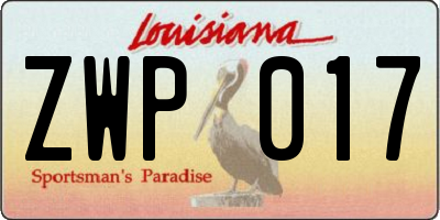 LA license plate ZWP017