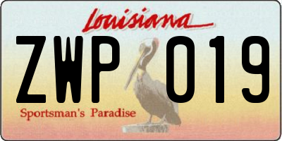 LA license plate ZWP019