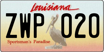 LA license plate ZWP020