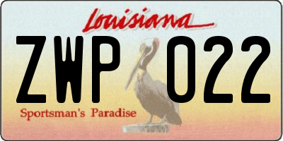 LA license plate ZWP022