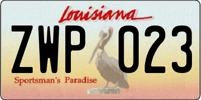 LA license plate ZWP023