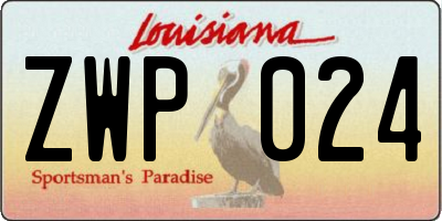 LA license plate ZWP024