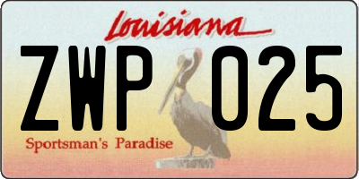 LA license plate ZWP025