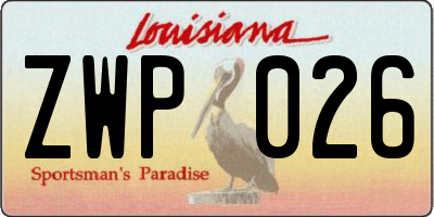 LA license plate ZWP026