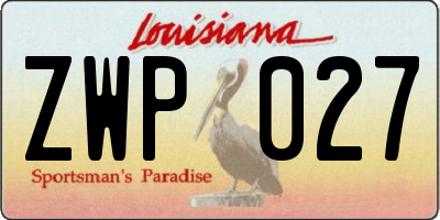 LA license plate ZWP027