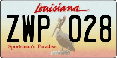 LA license plate ZWP028