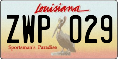 LA license plate ZWP029