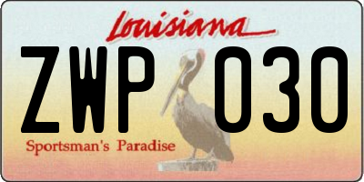 LA license plate ZWP030