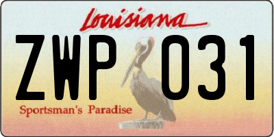 LA license plate ZWP031