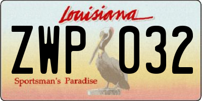 LA license plate ZWP032