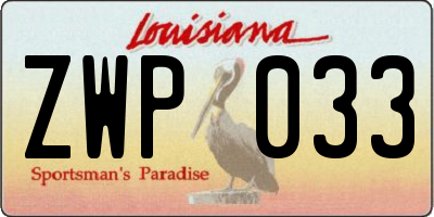 LA license plate ZWP033