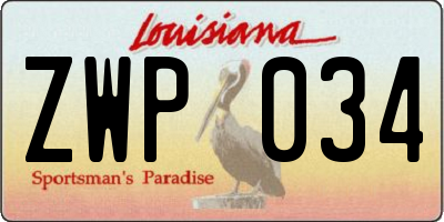 LA license plate ZWP034