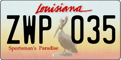 LA license plate ZWP035