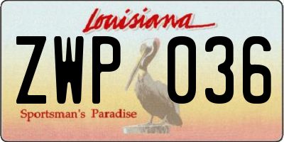 LA license plate ZWP036