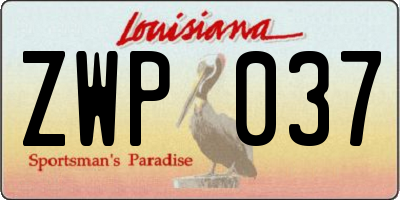 LA license plate ZWP037