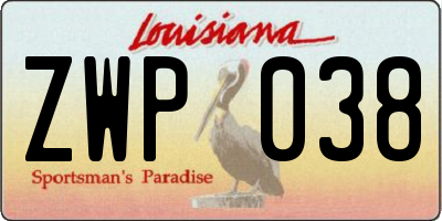 LA license plate ZWP038