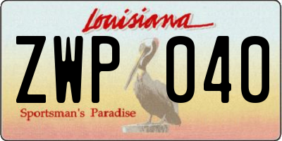 LA license plate ZWP040