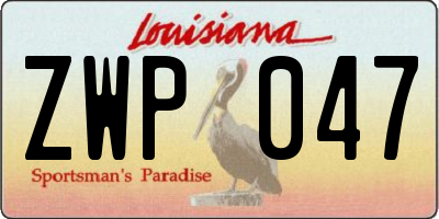 LA license plate ZWP047