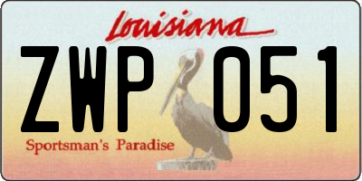 LA license plate ZWP051