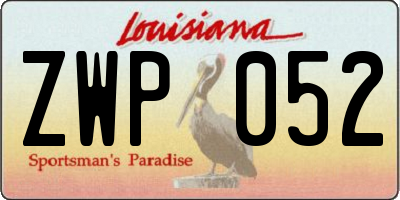 LA license plate ZWP052