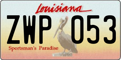 LA license plate ZWP053