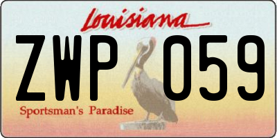 LA license plate ZWP059