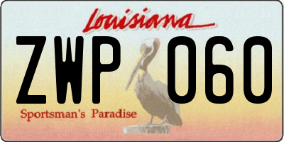 LA license plate ZWP060