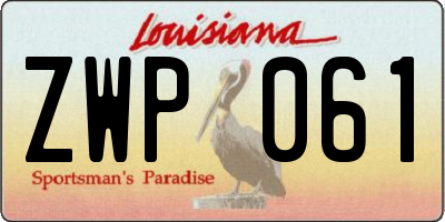 LA license plate ZWP061