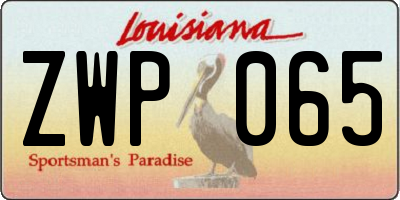 LA license plate ZWP065