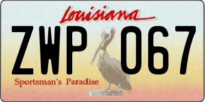 LA license plate ZWP067