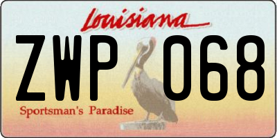 LA license plate ZWP068