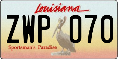 LA license plate ZWP070