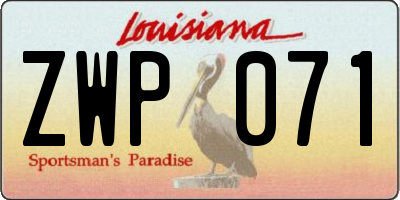 LA license plate ZWP071