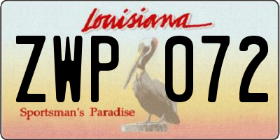 LA license plate ZWP072