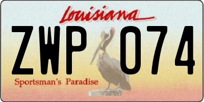 LA license plate ZWP074