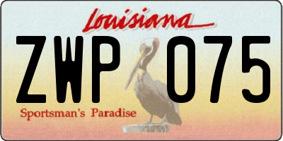 LA license plate ZWP075