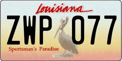 LA license plate ZWP077