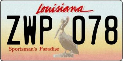 LA license plate ZWP078