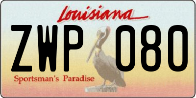 LA license plate ZWP080