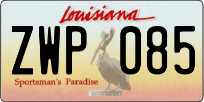 LA license plate ZWP085