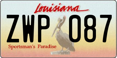 LA license plate ZWP087