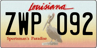 LA license plate ZWP092