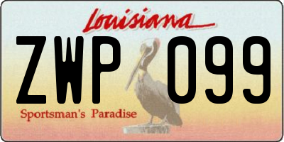 LA license plate ZWP099