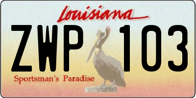 LA license plate ZWP103