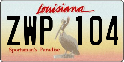 LA license plate ZWP104