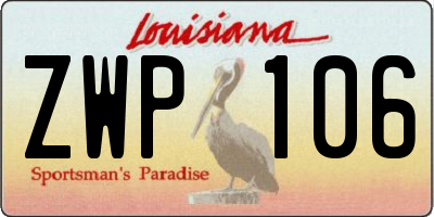 LA license plate ZWP106