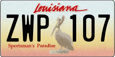 LA license plate ZWP107