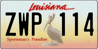 LA license plate ZWP114